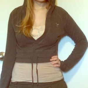 Gray Long sleeve half top